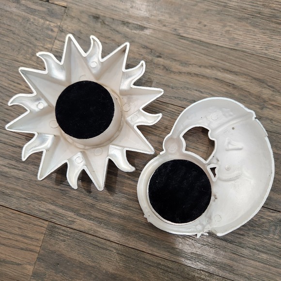 Celestial Moon Sun Tealight Candle Holder Home Decor White Gold Silver Tone 4in - Picture 7 of 10